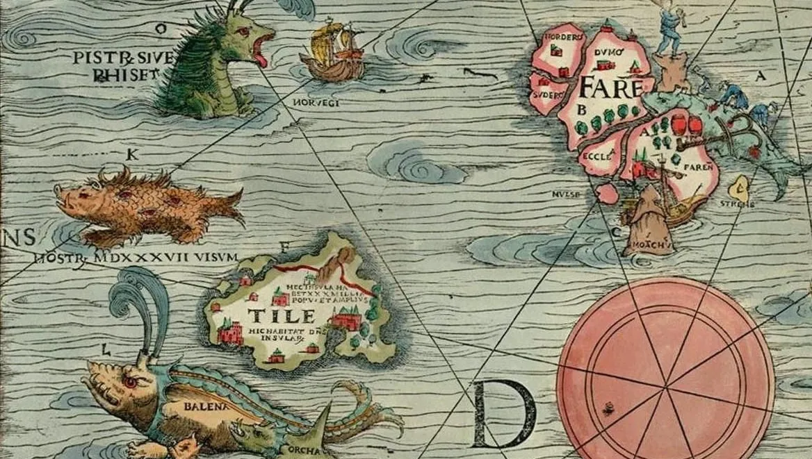 Représentation de Thulé (détail de la Carta Marina d'Olaus Magnus publiée en 1539) Représentation de Thulé (détail de la Carta Marina d'Olaus Magnus publiée en 1539)
